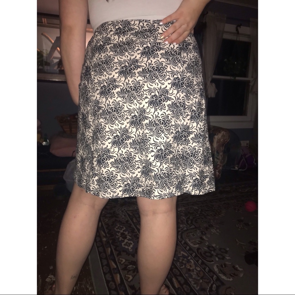 Black and White Floral Skirt